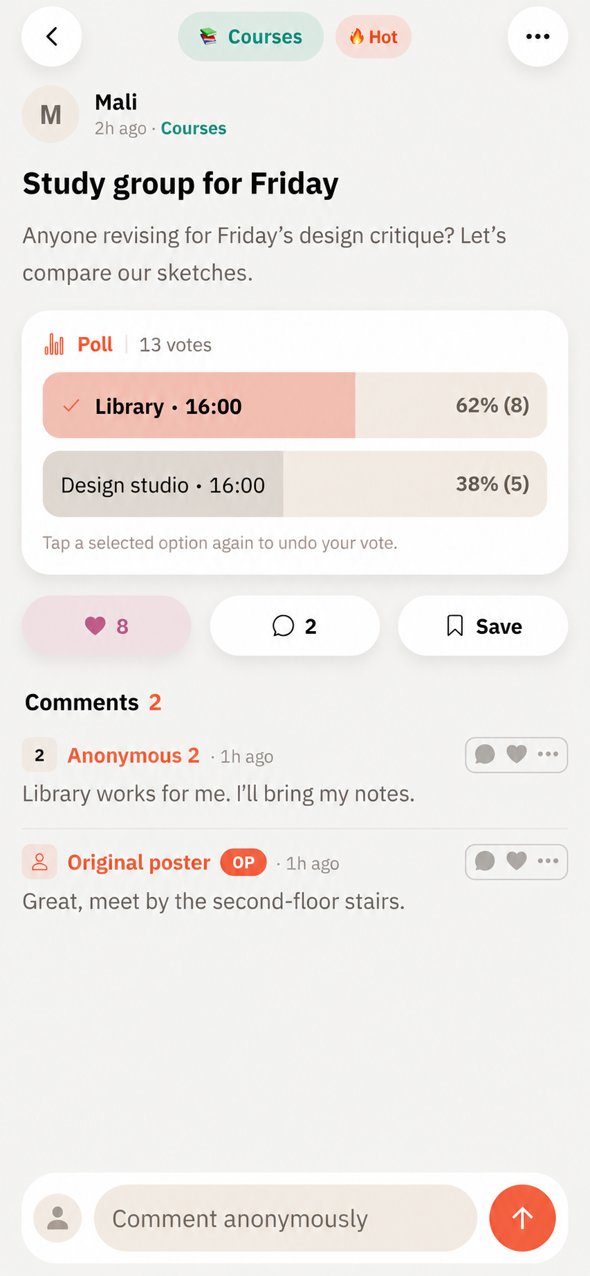 Posts and comments — fictional Mahalai example
